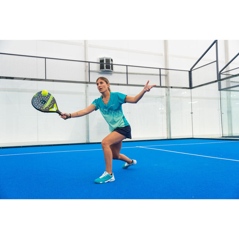 T-shirt de padel manches courtes respirant Femme- 500 turquoise