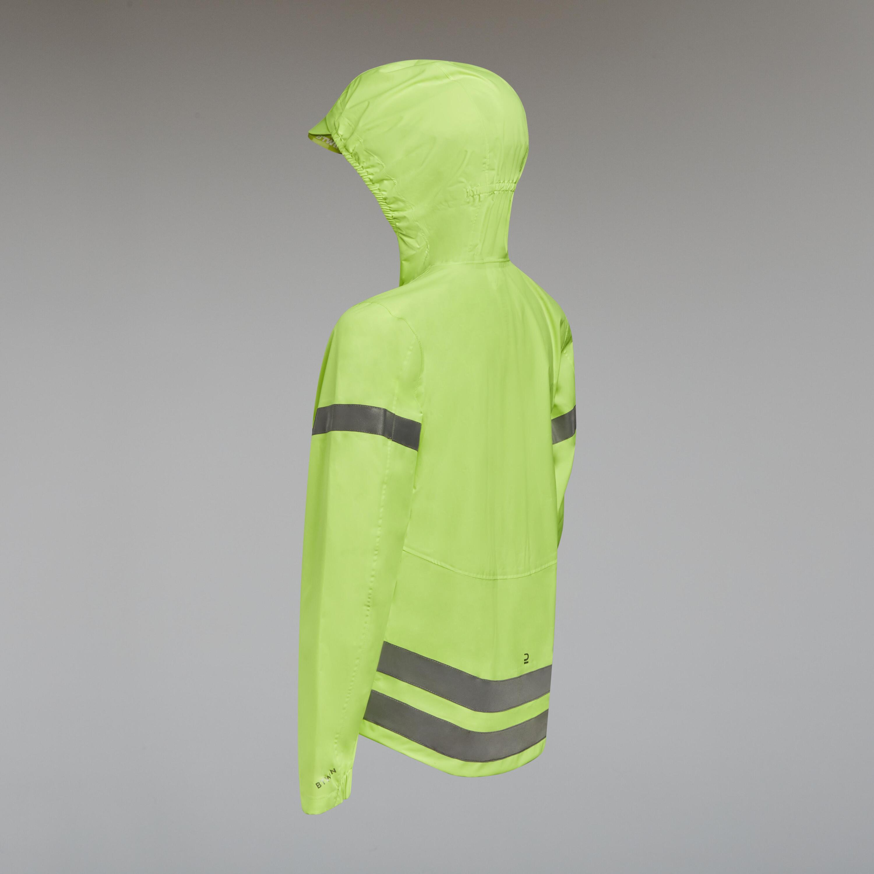 Kids' Hi-Viz Waterproof Cycling Jacket 500 - Yellow 5/11