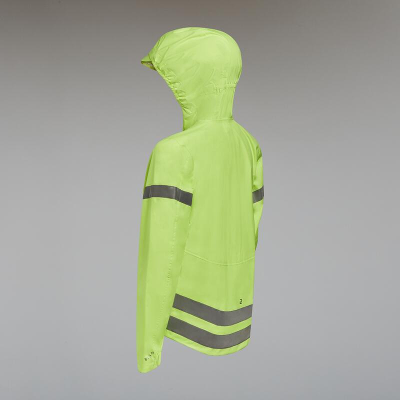 Kids' Hi-Viz Waterproof Cycling Jacket 500 - Yellow