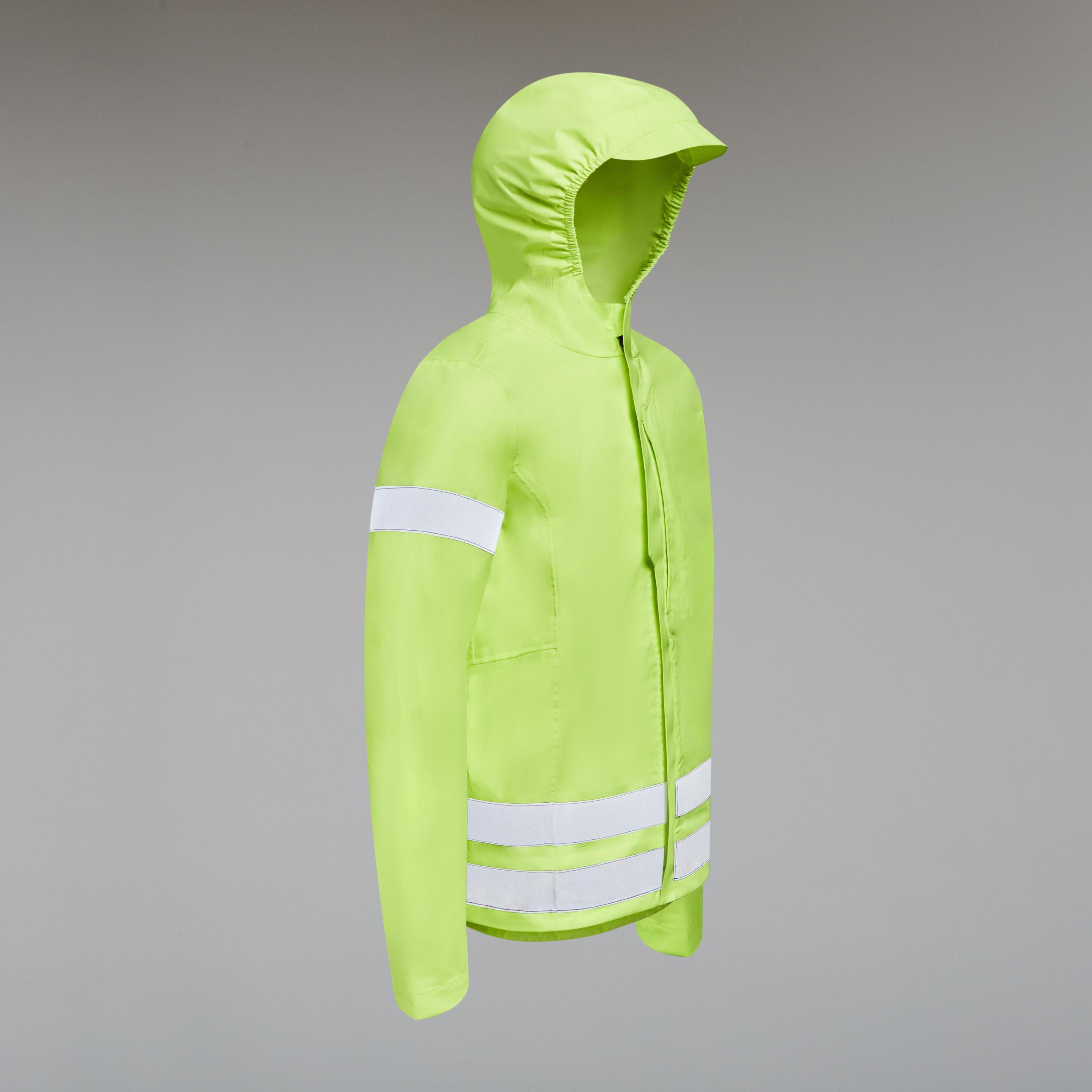 Kids' Hi-Viz Waterproof Cycling Jacket 500 - Yellow 4/11