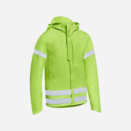 Kids' Hi-Viz Waterproof Cycling Jacket 500 - Yellow