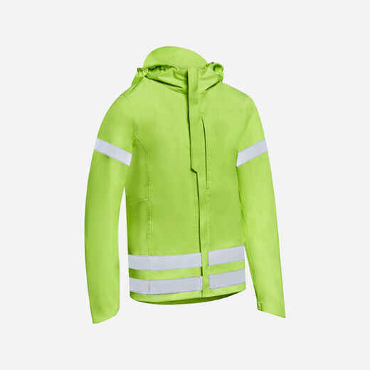 
      Kids' Hi-Viz Waterproof Cycling Jacket 500 - Yellow
  