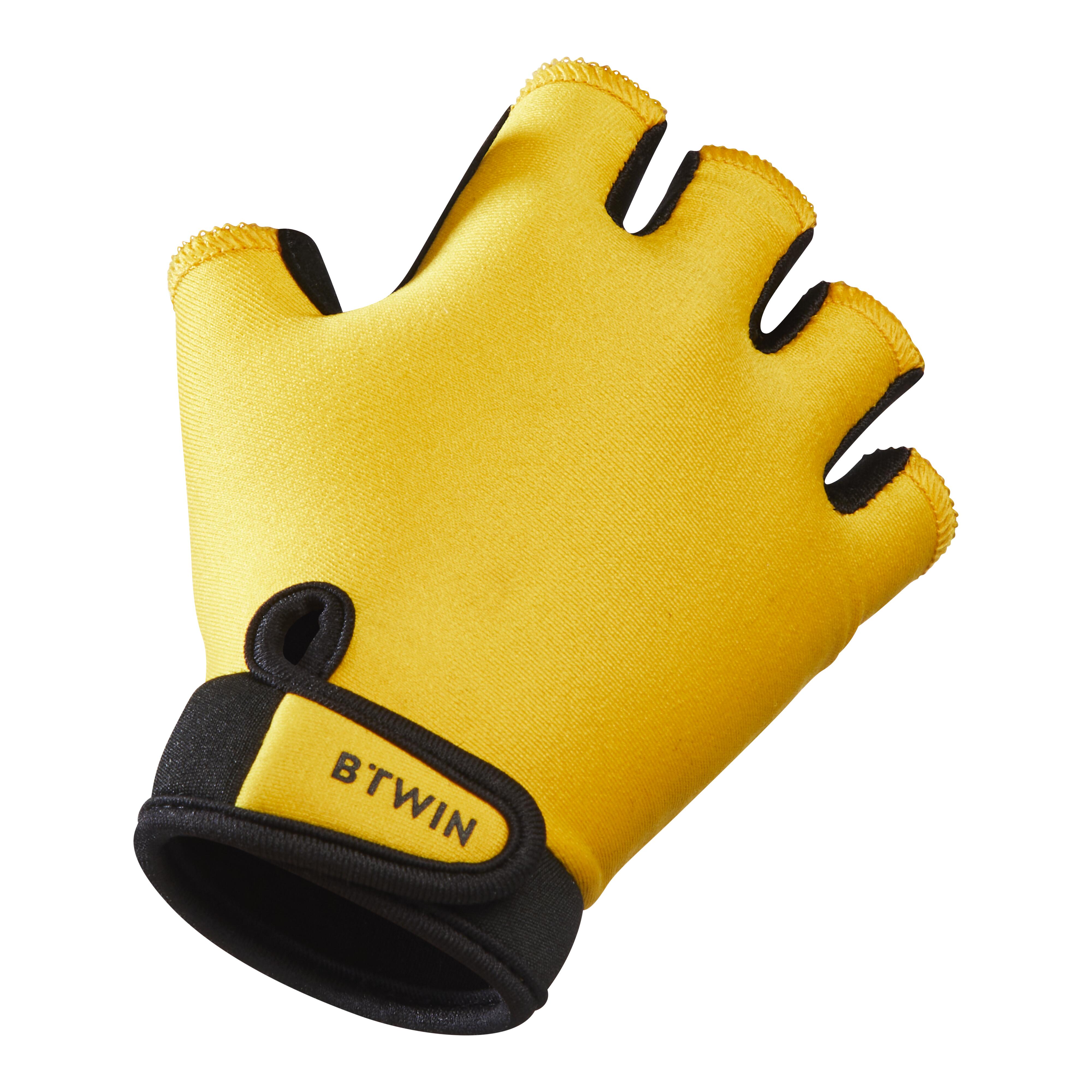 Kids' Fingerless Cycling Gloves - Yellow - BTWIN