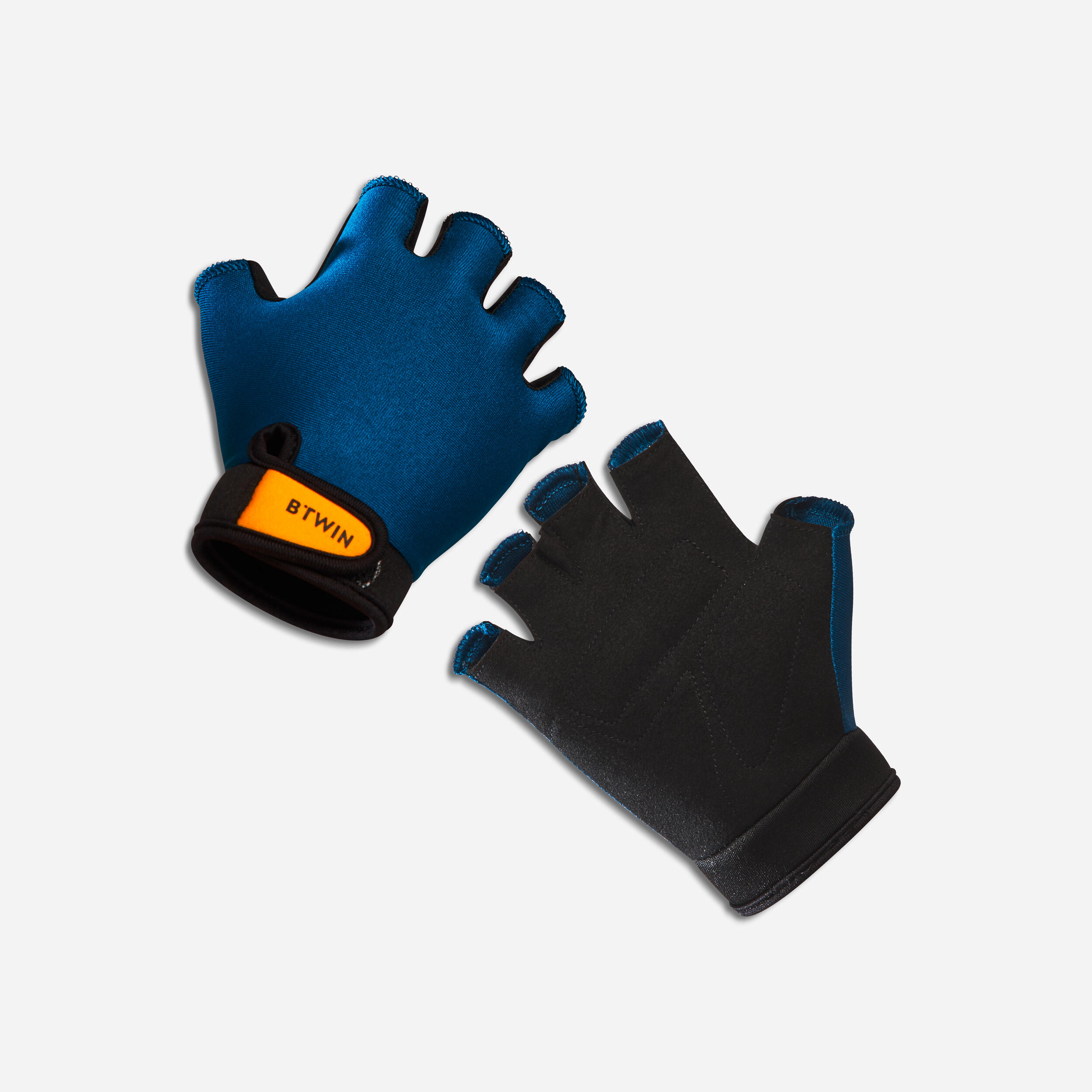 Kids' Cycling Fingerless Gloves - Blue 1/4