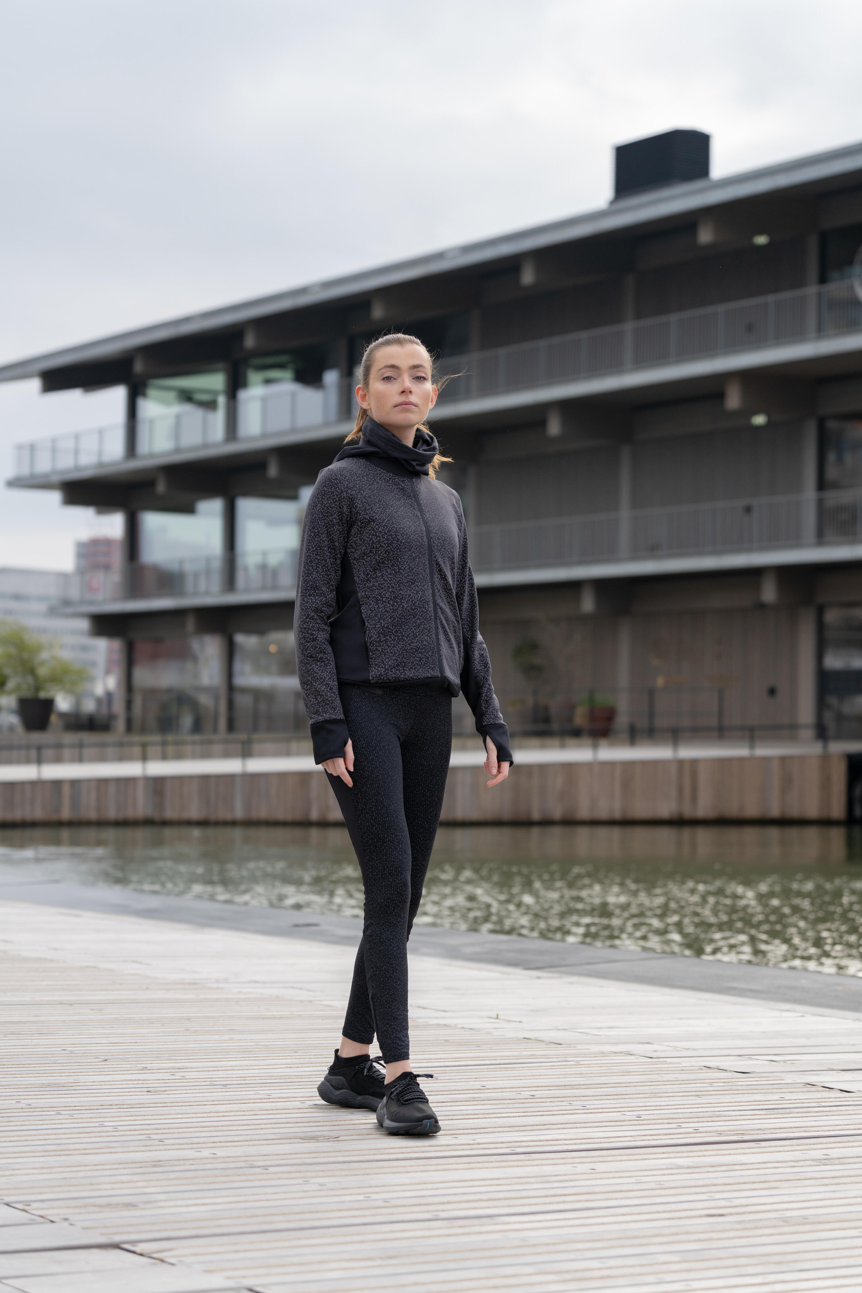 Lauftights lang Damen - Run 100 schwarz  7/10