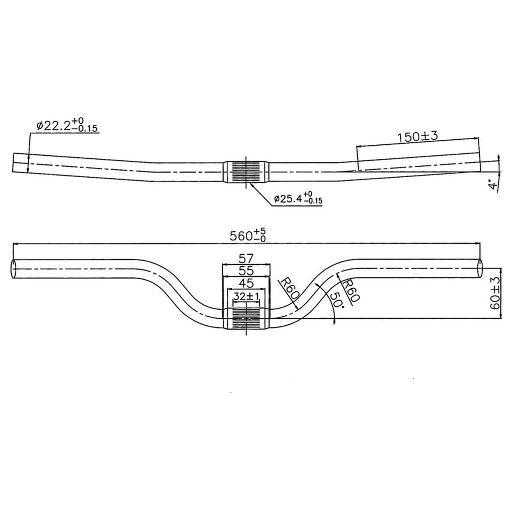 Handlebar 620 mm 25.4 mm