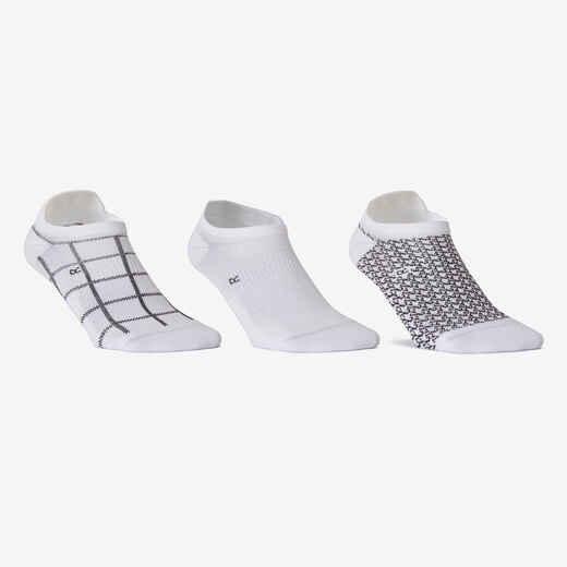 
      Fitness Cardio Training Invisible Socks Tri-Pack - Black/White Print
  