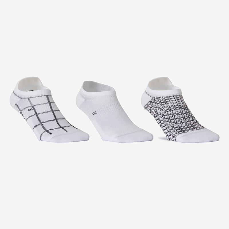 Calcetines Fitness Cardio-Training Negro Blanco Estampados Invisibles x3