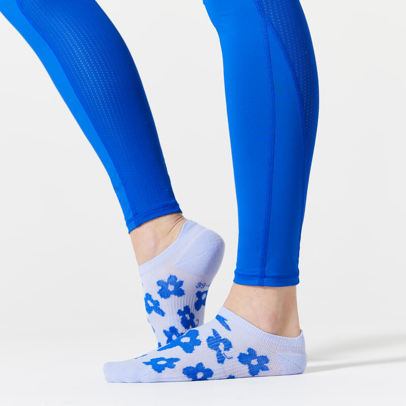 Chaussettes invisibles imprimées bleues et roses fitness cardio training x 3