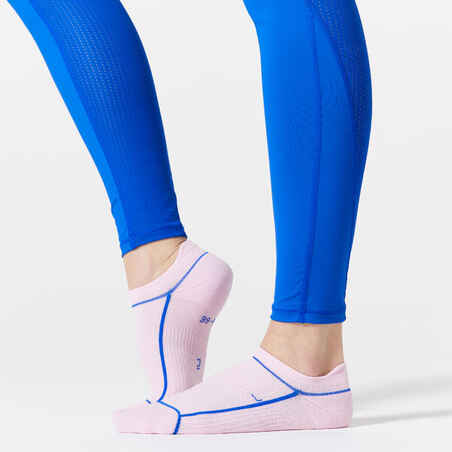 Fitness Cardio Training Invisible Socks Tri-Pack - Blue/Pink Print