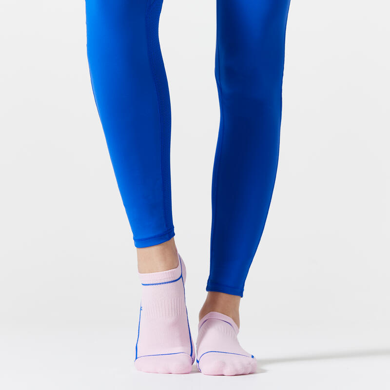 Calze fantasmini adulto fitness azzurro-rosa con stampa x3