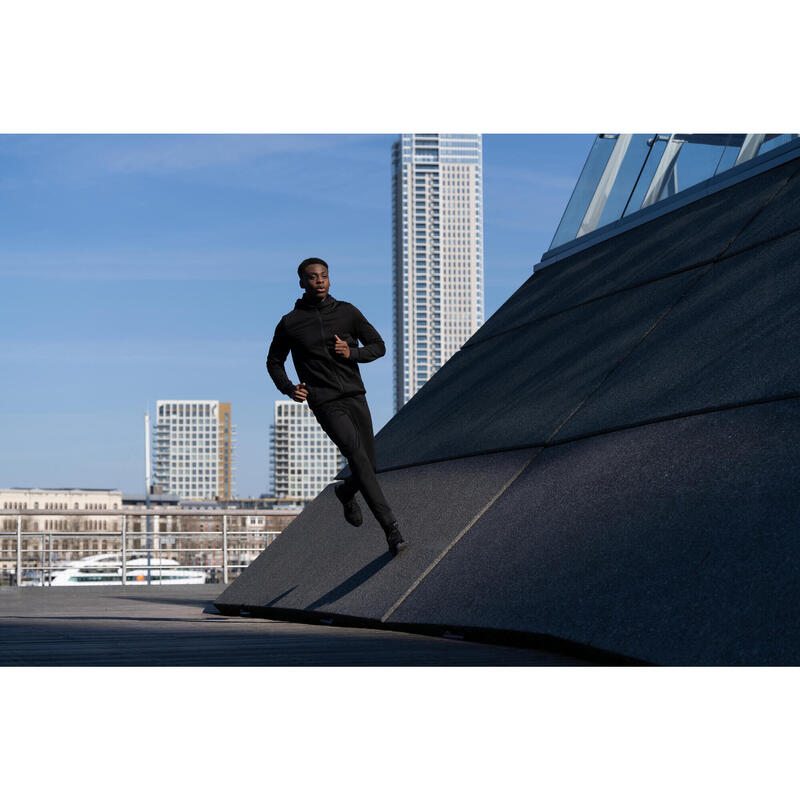 Pantaloni de alergare călduroși Kiprun run 100 warm negru bărbați