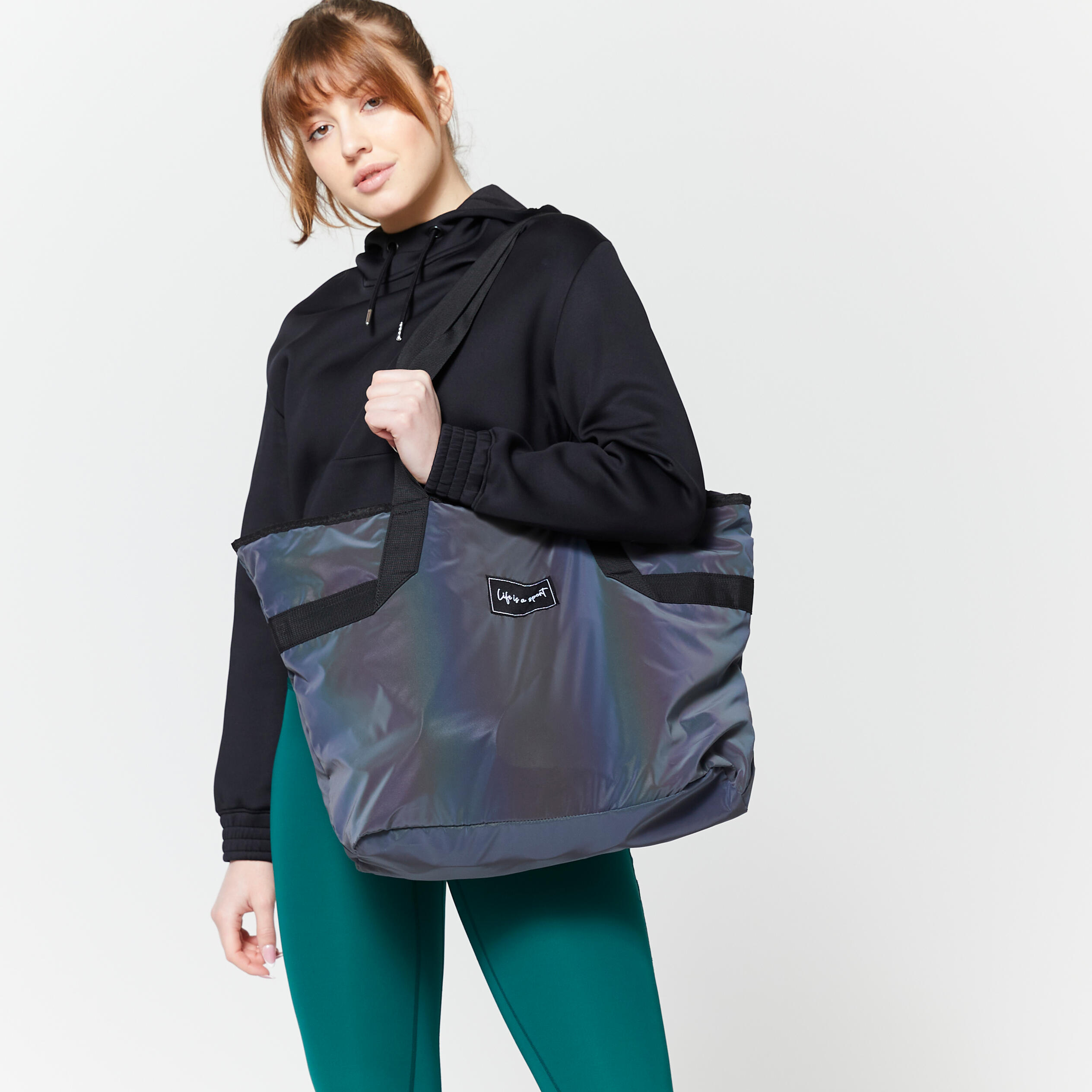 Waterproof 25 L Sport Tote Bag with 5 compartments - Reflective Black