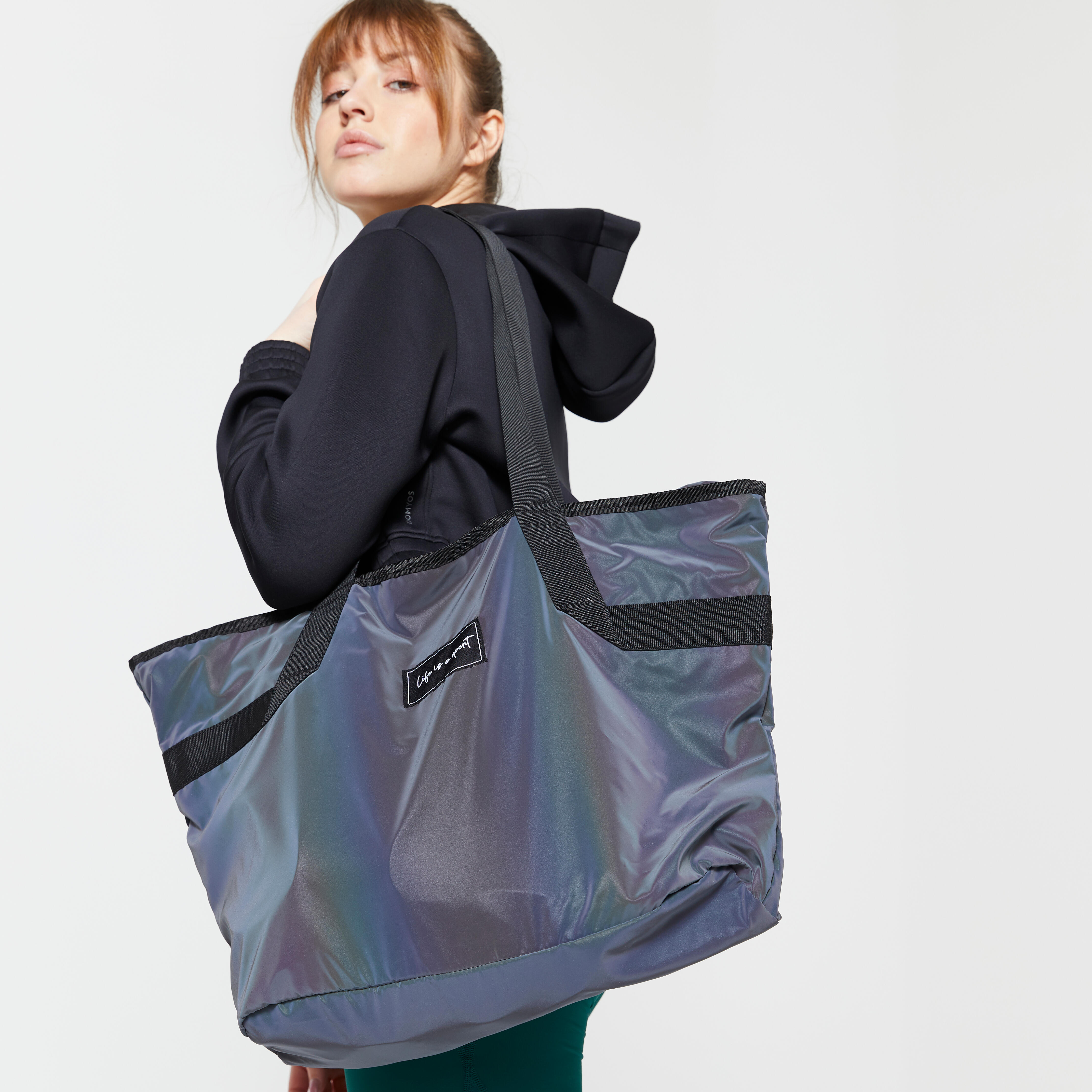 Waterproof 25 L Sport Tote Bag with 5 compartments - Reflective Black