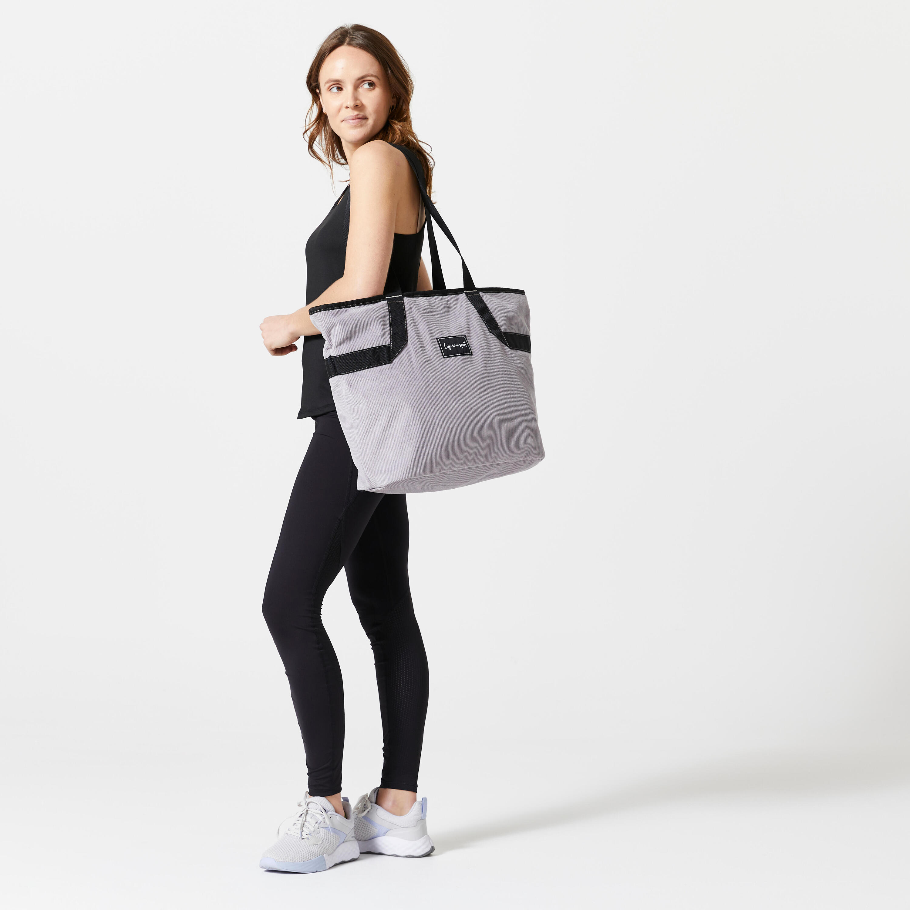 25 L Corduroy Sport Tote Bag - Grey 4/9