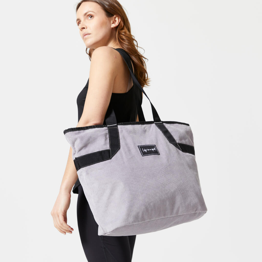 25 L Corduroy Sport Tote Bag - Grey