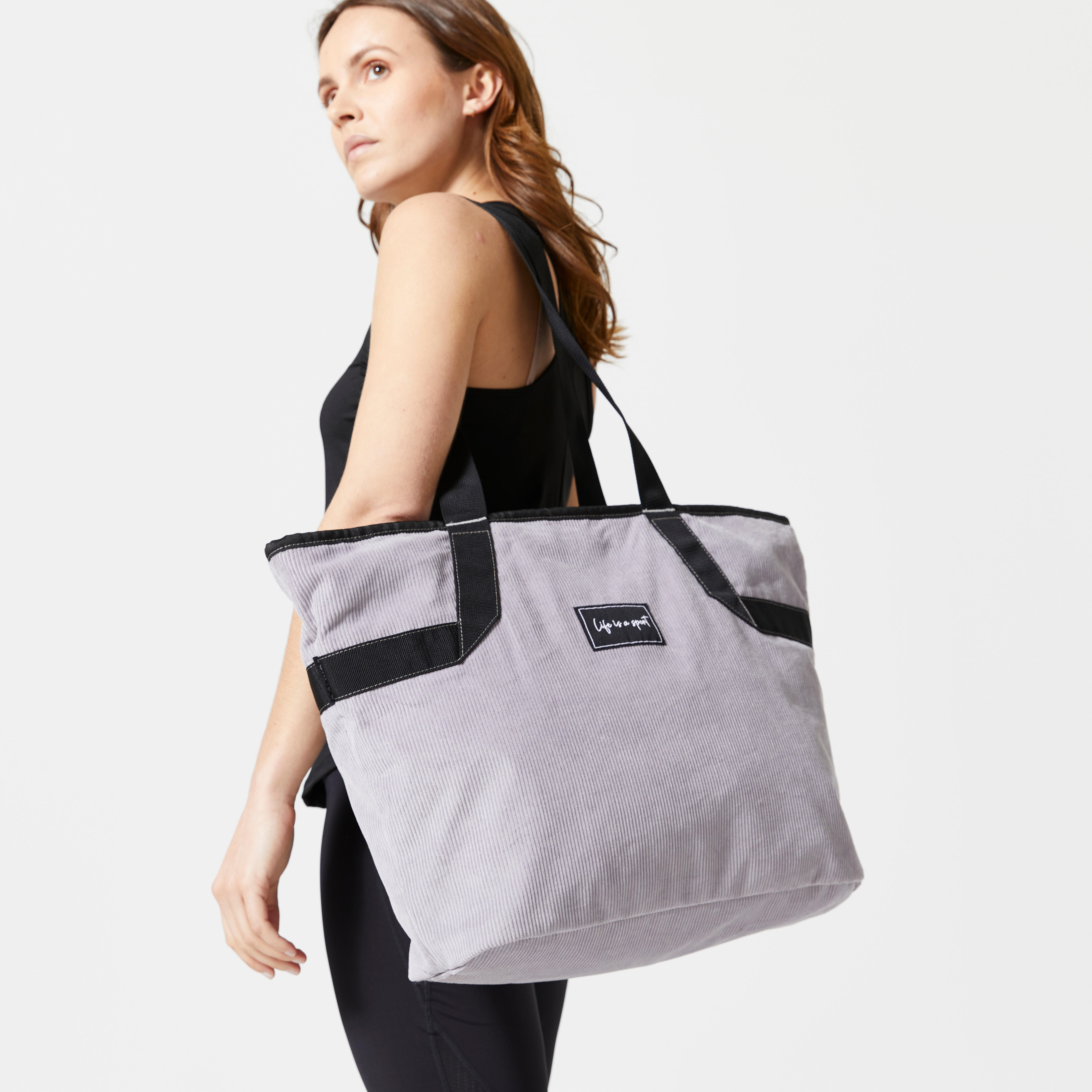 25L Borsa sportiva in velluto a coste grigio