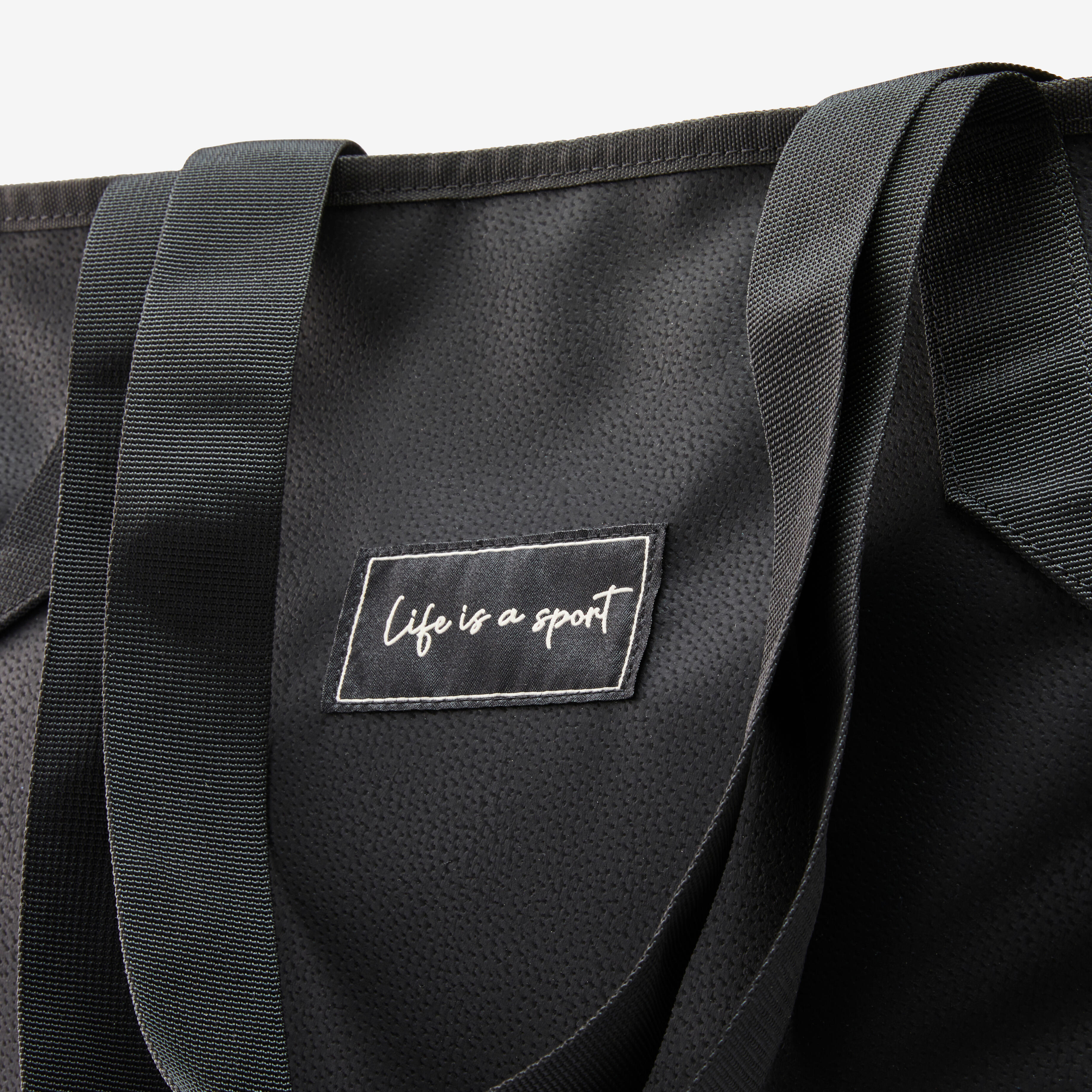 Faux Grained Leather Sports Tote 25 L - Black
