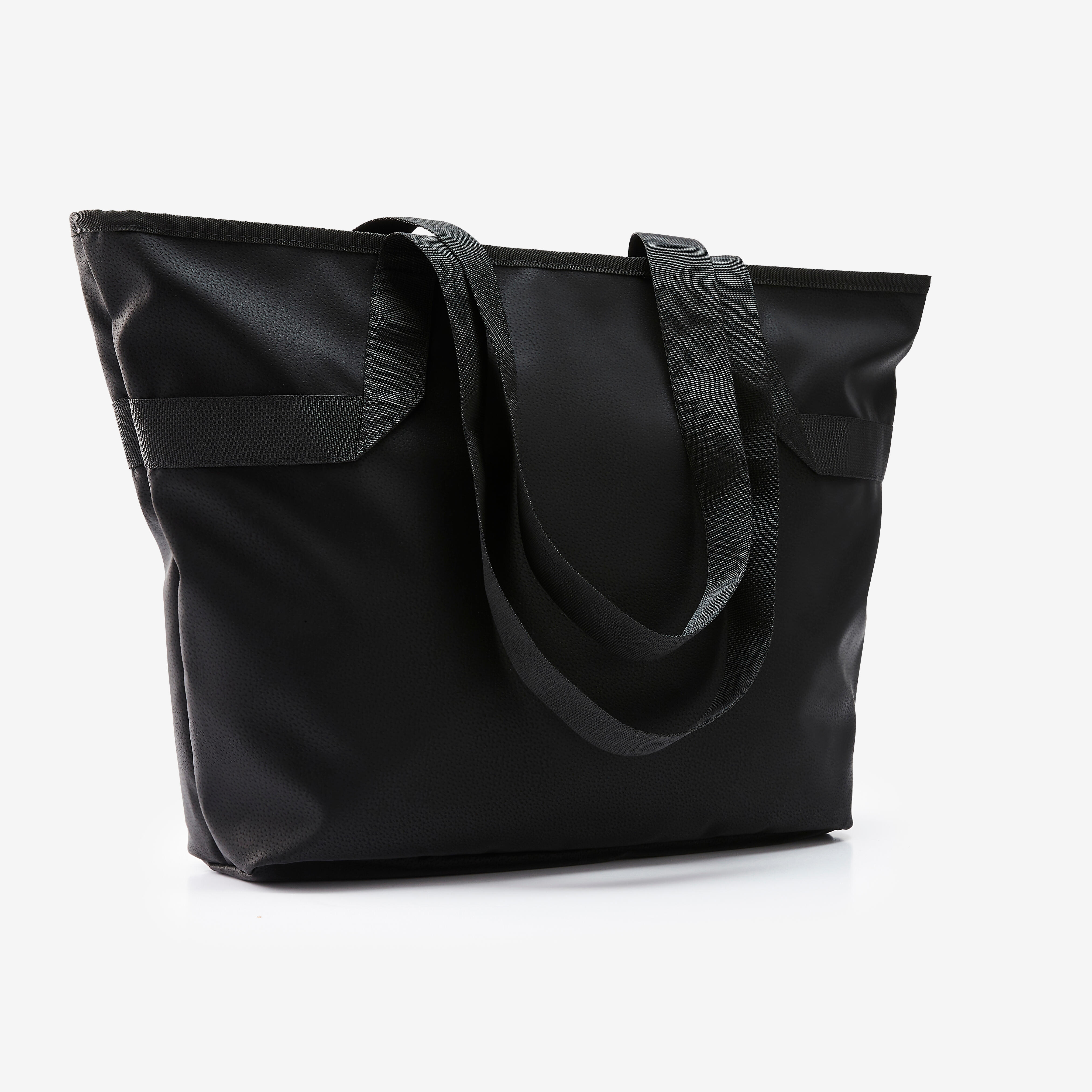 Faux Grained Leather Sports Tote 25 L - Black