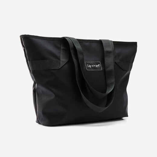 25 L Leather Look Sport Tote Bag - Black