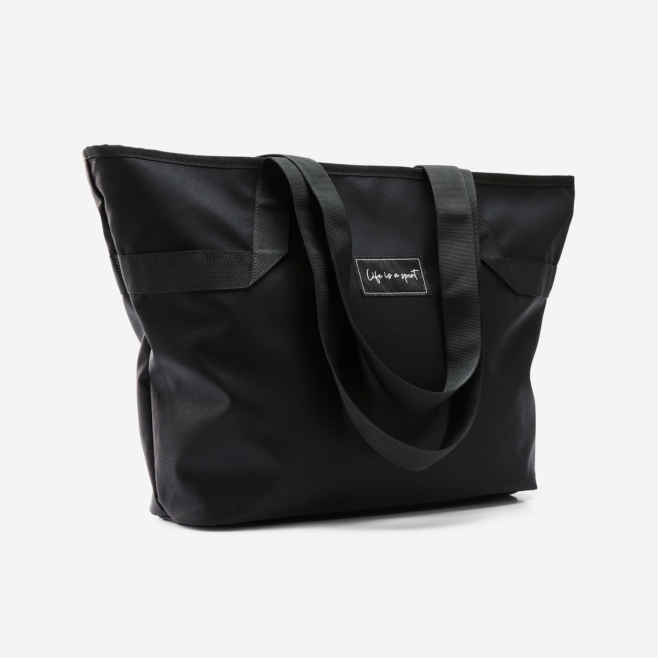 25 L Leather Look Sport Tote Bag - Black 1/6