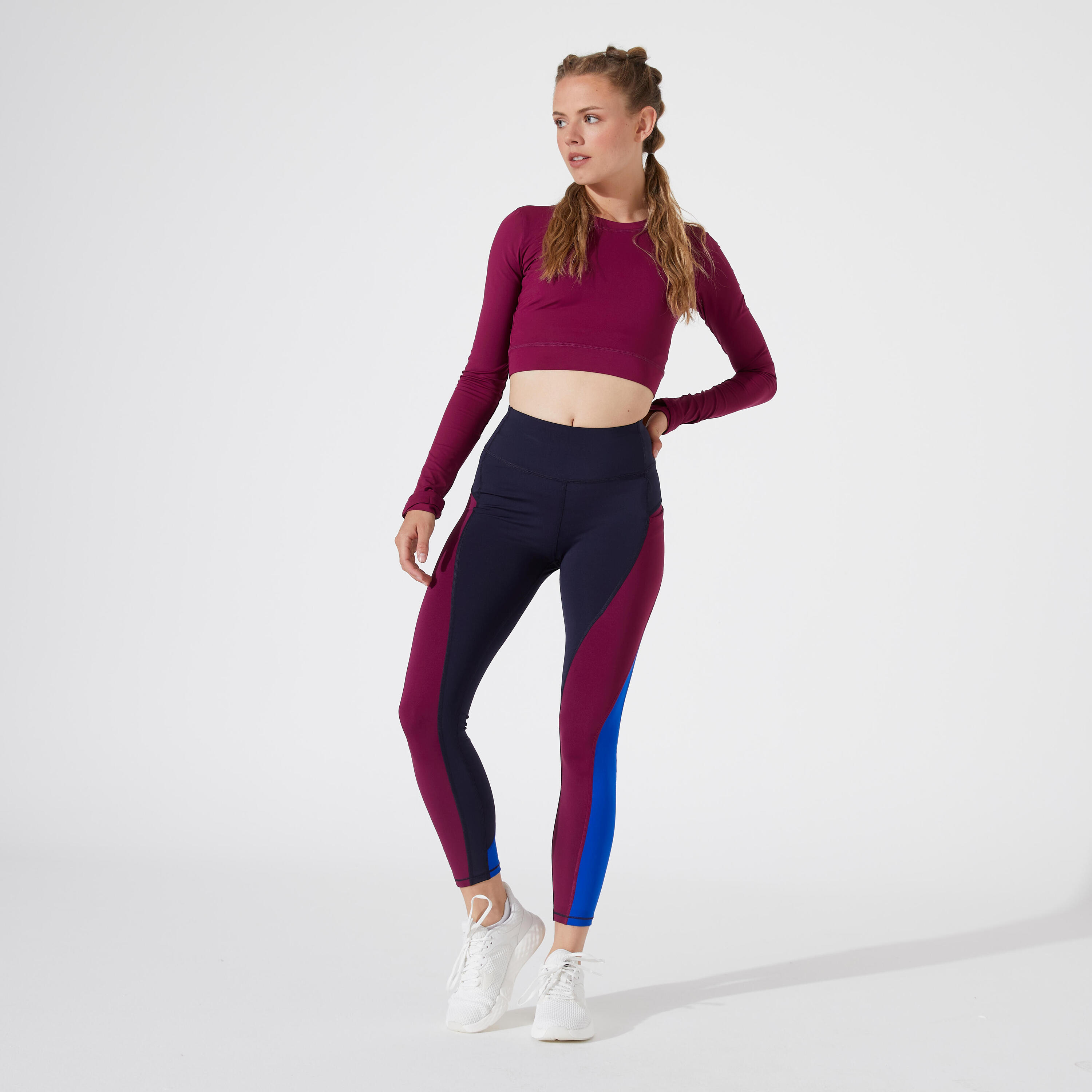 Women's Fitness Long-Sleeved Cropped T-Shirt - Purple 2/5