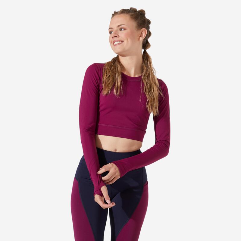 Bluză CROP TOP 520 Fitness Albastru cu imprimeu Damă
