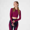 Women's Fitness Long-Sleeved Cropped T-Shirt - Purple