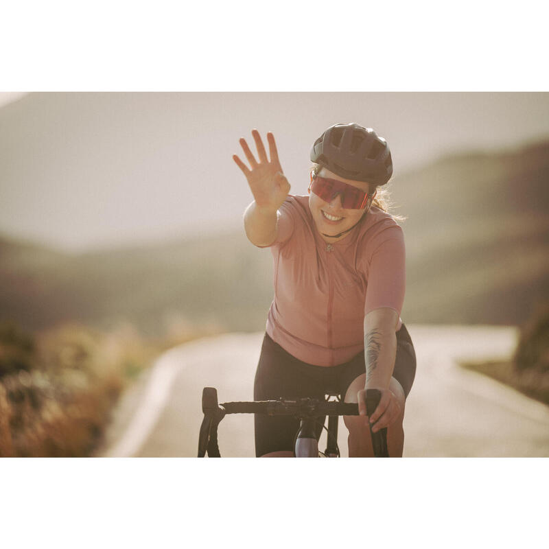 Tricou ciclism pe șosea Endurance vară Roz prăfuit Damă