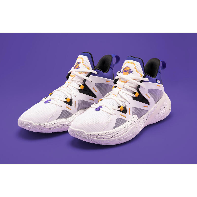 BASKETBALSCHOENEN VOOR DAMES/HEREN LOS ANGELES LAKERS 900 NBA MID-3 WIT