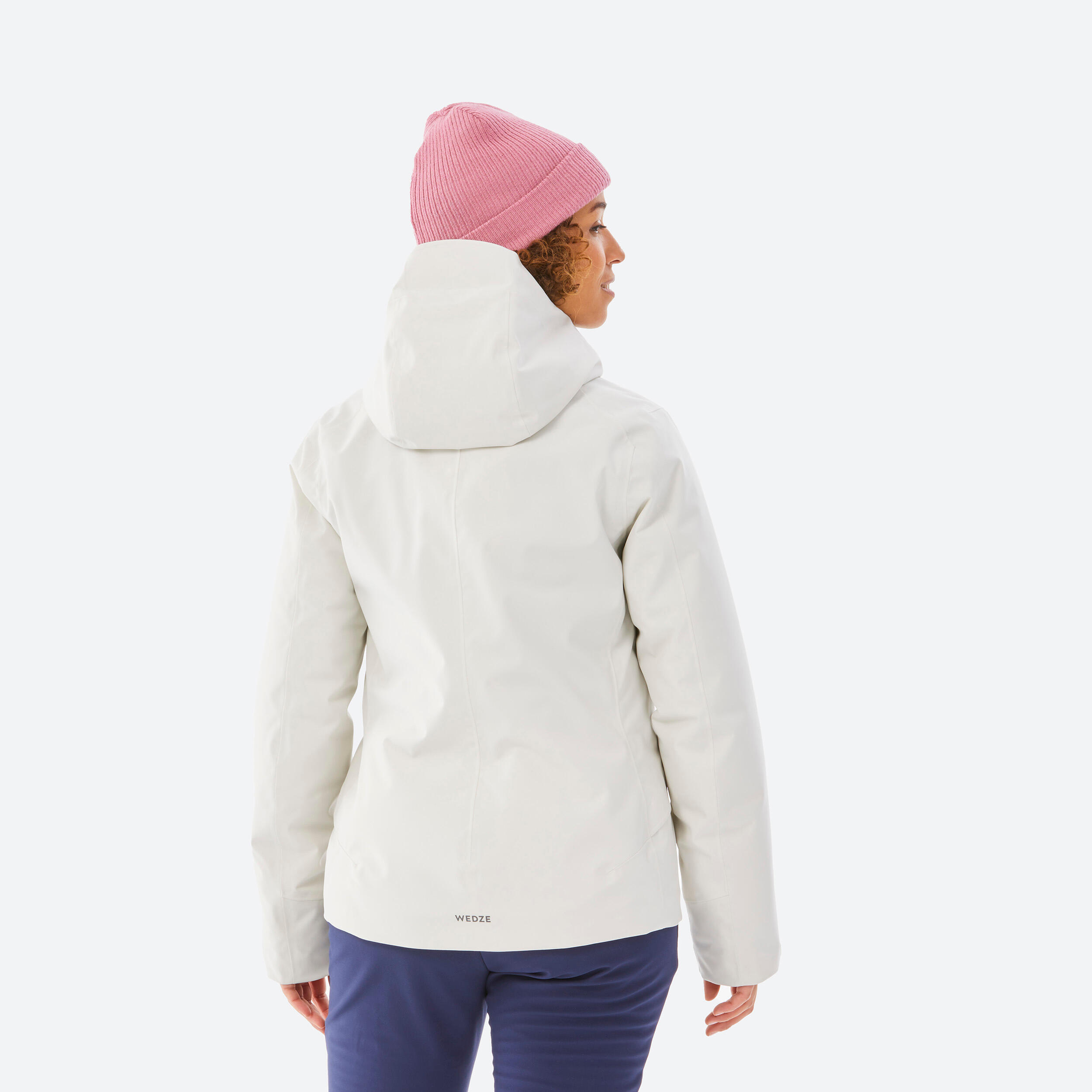 Women’s warm and waterproof ski jacket, 500 - Beige 5/7
