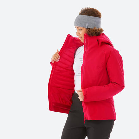 Crvena ženska jakna za skijanje 500