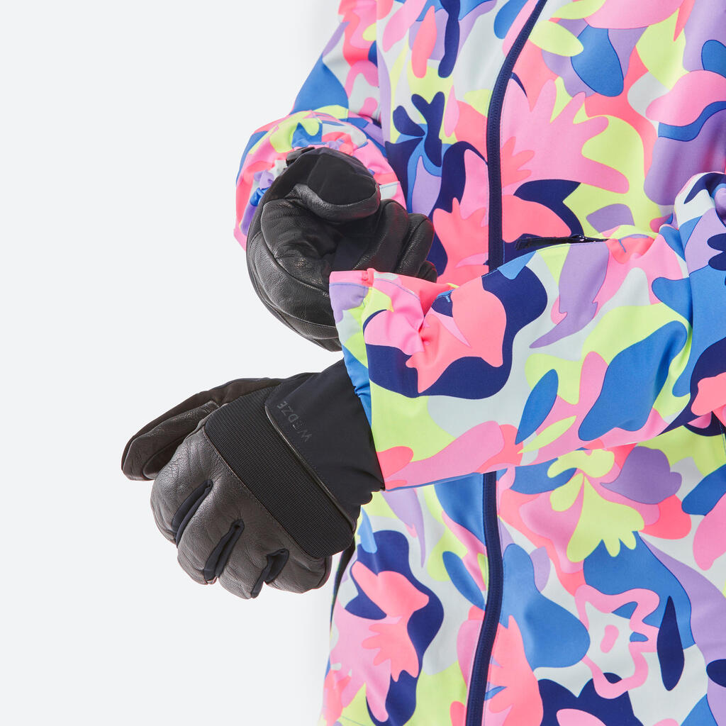 100 Women's warm and waterproof ski jacket - multi-coloured