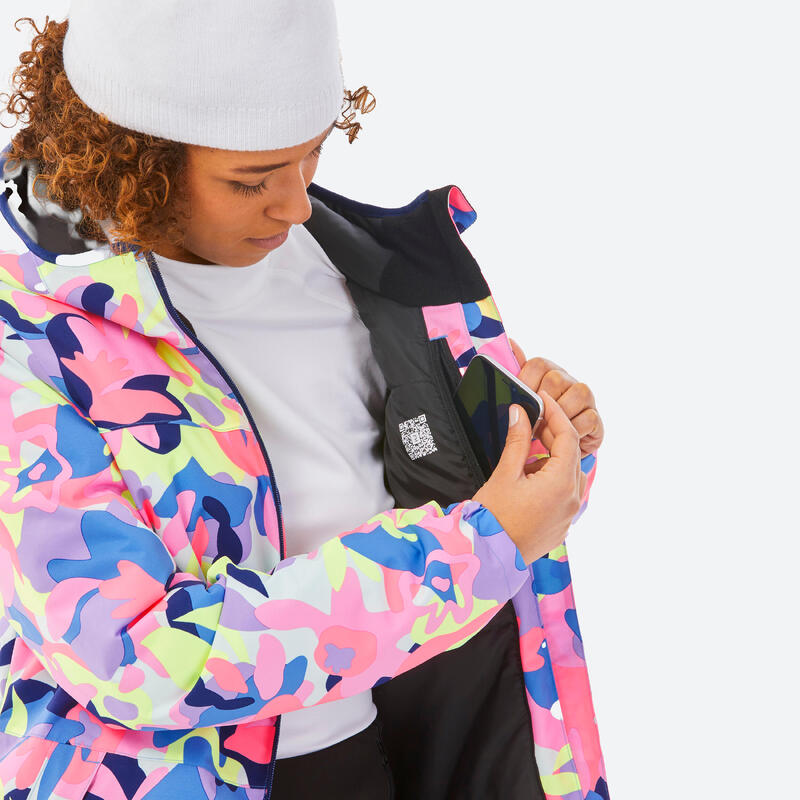 Veste de ski chaude et imperméable femme, 100 multicolore