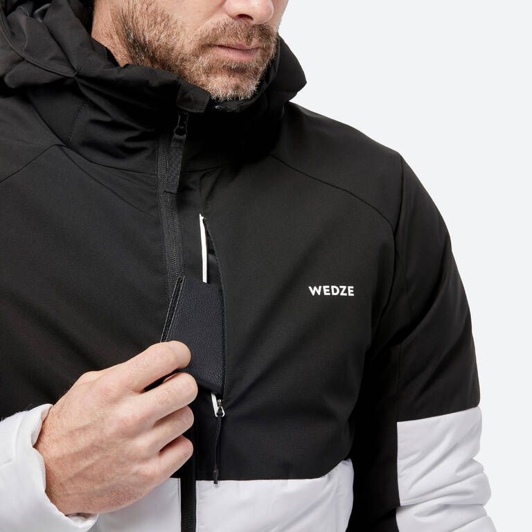 Men’s warm ski and snowboard jacket 100 - white/black