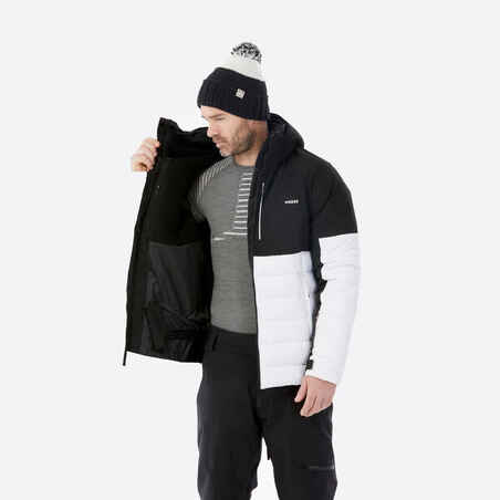 Men's Mid-Length Warm Ski Jacket 100 - Black/White