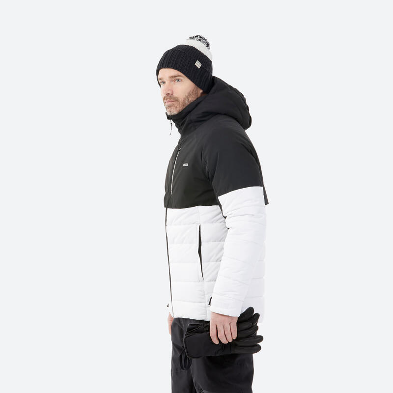 Men's Mid-Length Warm Ski Jacket 100 - Black/White