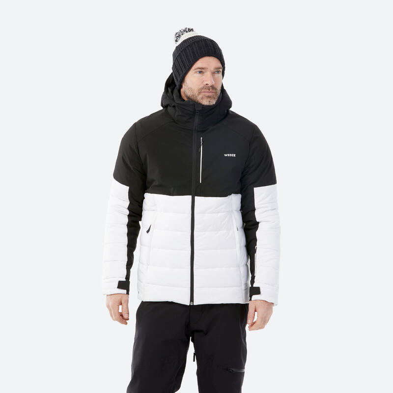 Geacă schi și snowboard călduroasă 100 Alb/Negru Bărbați
