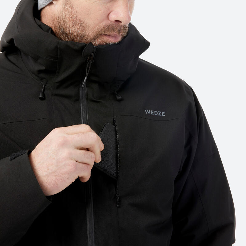 Veste de ski chaude et imperméable homme, 500 noir