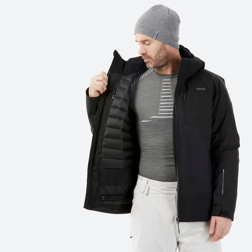 Men's warm and waterproof ski and snowboard jacket, JKT 500 blue