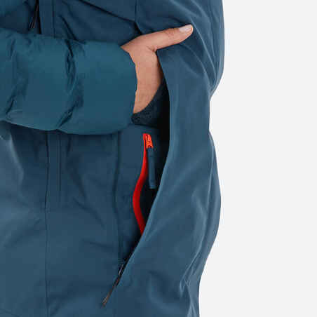Γυναικείο ζεστό μπουφάν σκι μεσαίου μήκους 500 - Μπλε