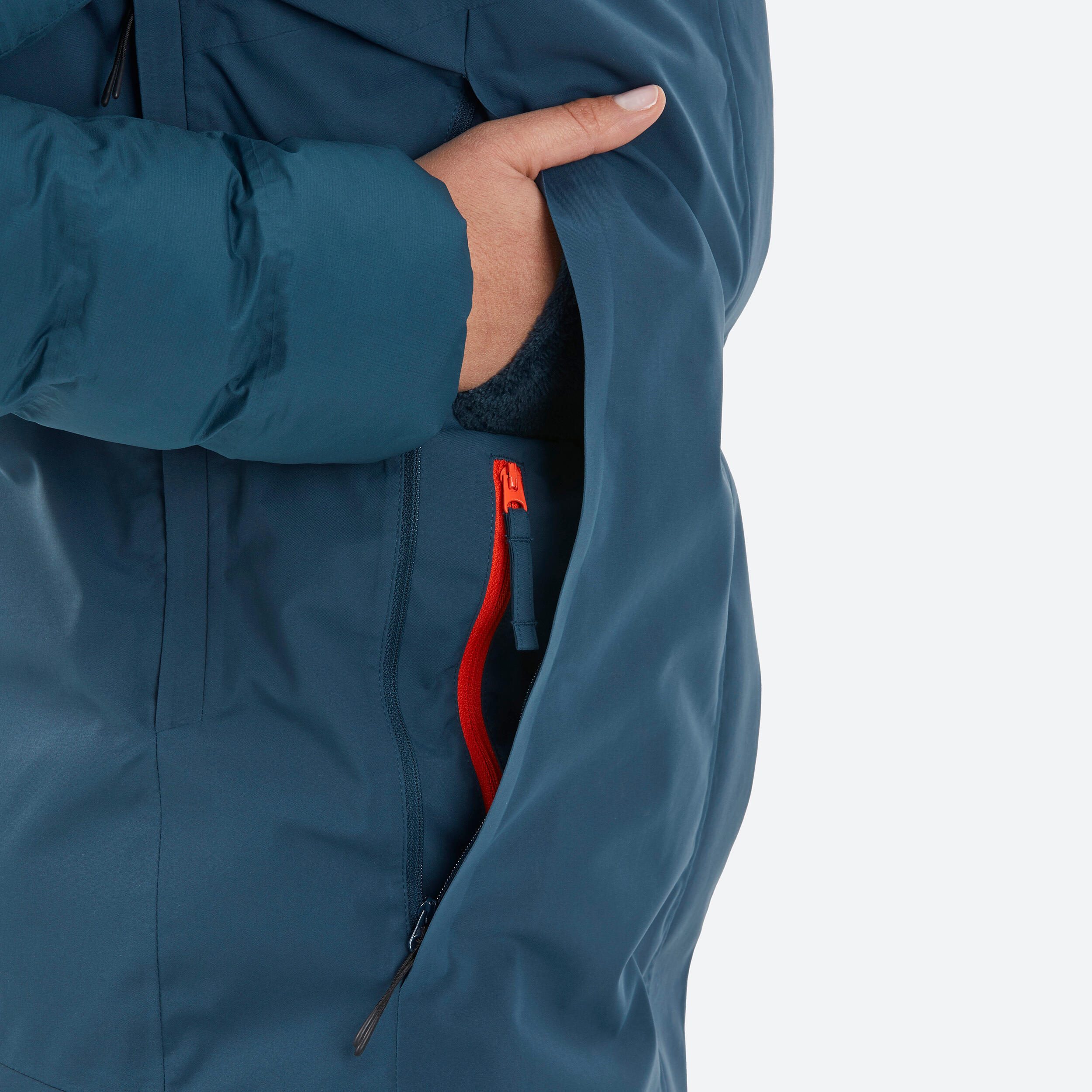 500 WARM Women's very warm and long ski jacket - petrol blue 13/16