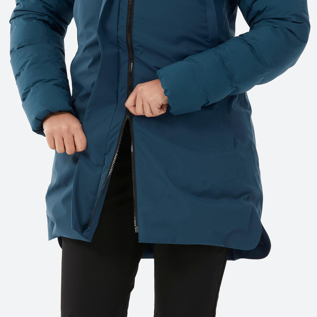 Sieviešu vidēja garuma, silta slēpošanas jaka “500”, zila