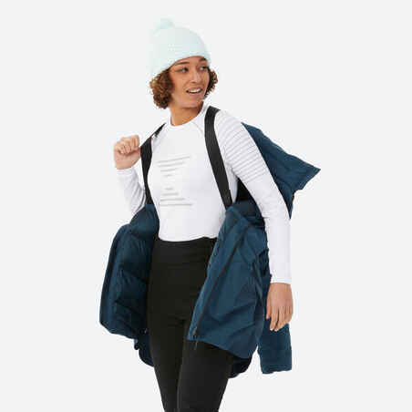 Women's Warm Mid-length Ski Jacket 500 - Blue