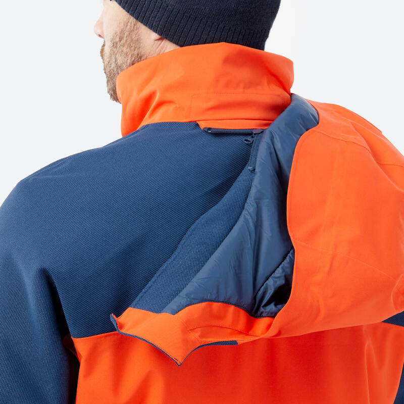 Veste de ski imperméable et résistante homme, 500 SPORT orange et bleu