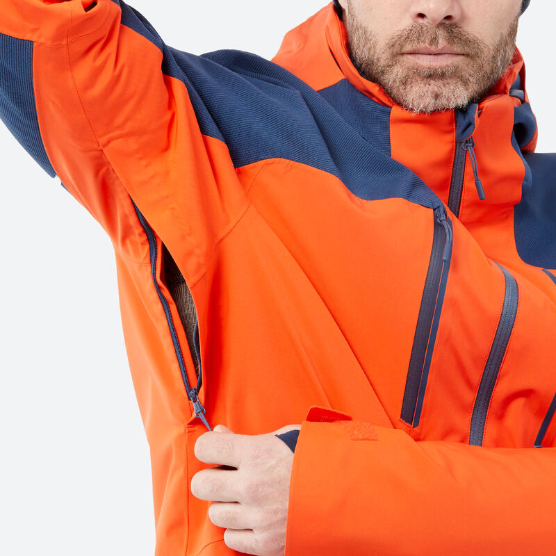 Ski-jas voor heren 500 SPORT oranje blauw