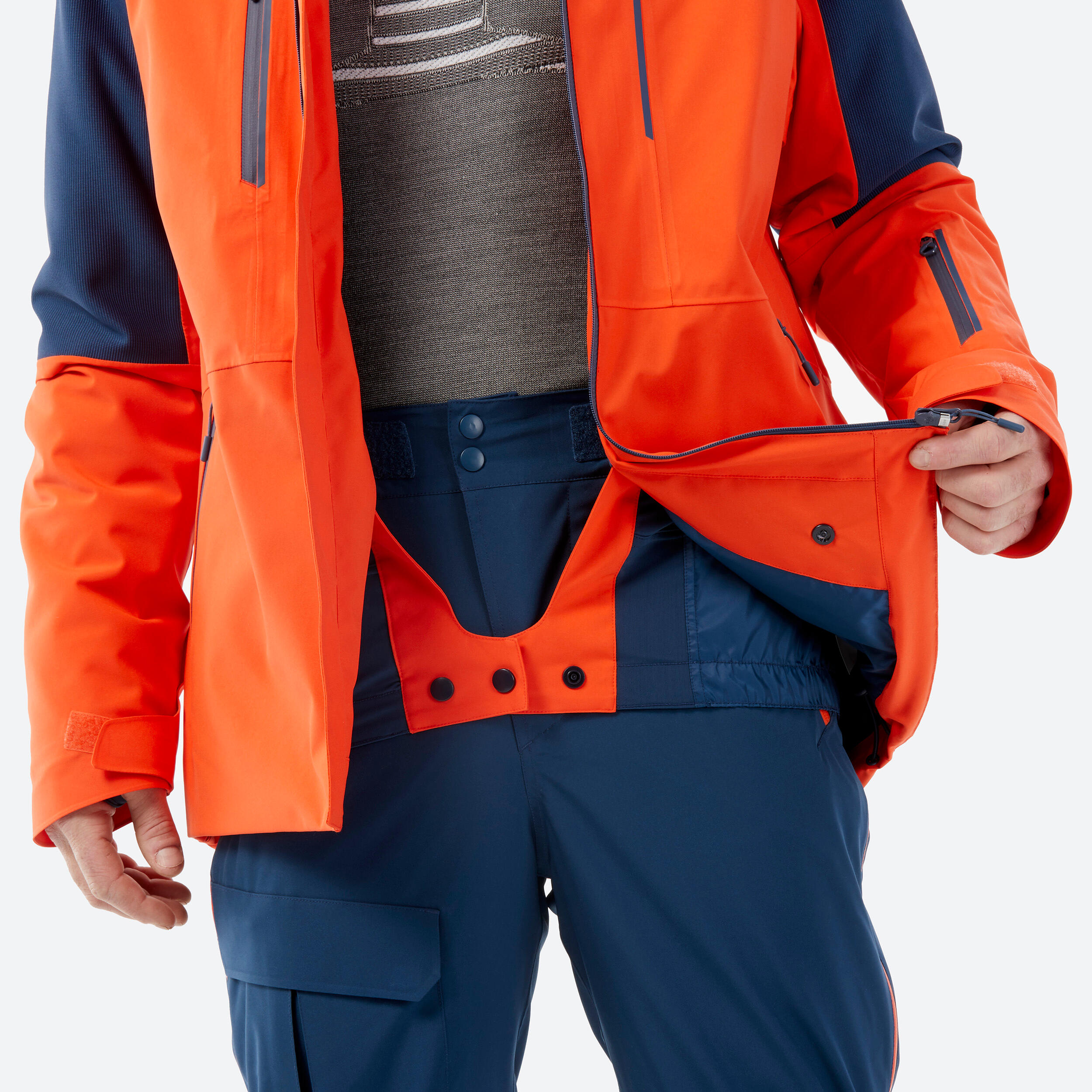 Giacca sci uomo 500 SPORT arancione e blu 9/19