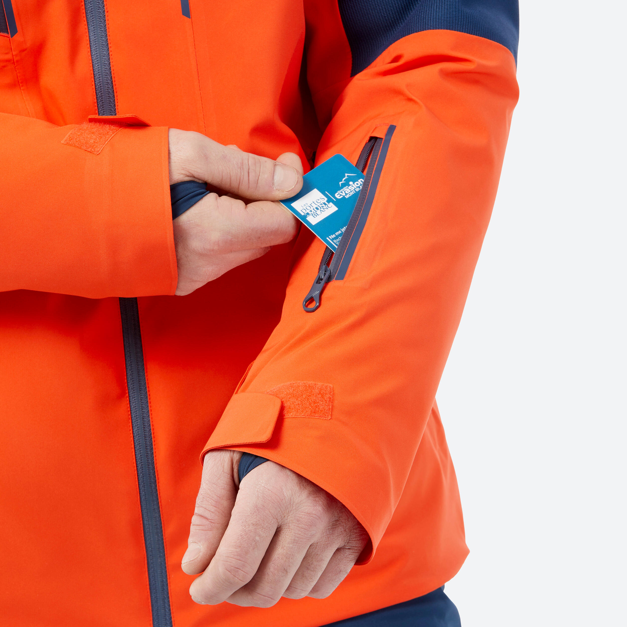 Giacca sci uomo 500 SPORT arancione e blu 7/19