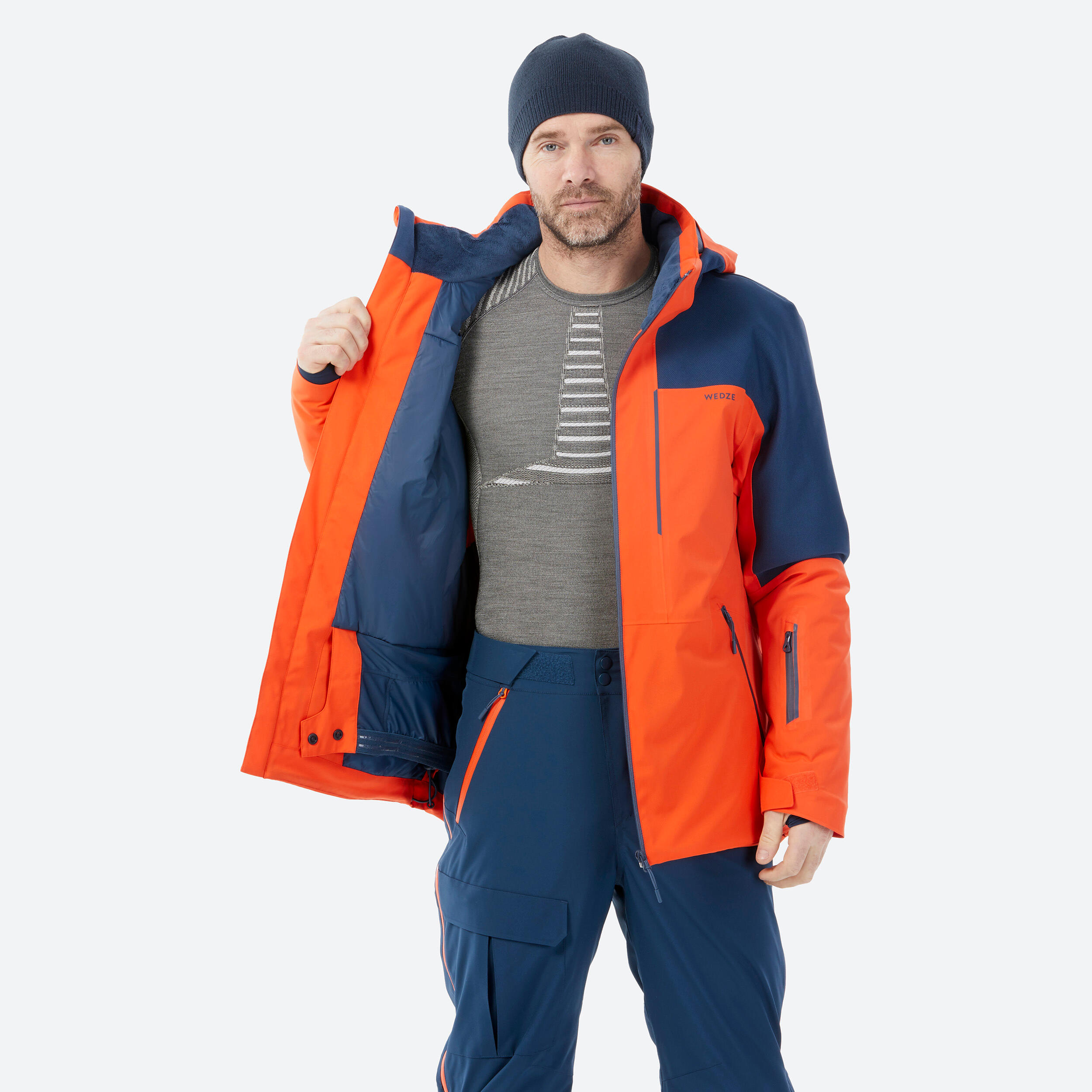 Men’s  All Mountain 500 Ski Jacket - Orange and Blue 7/14