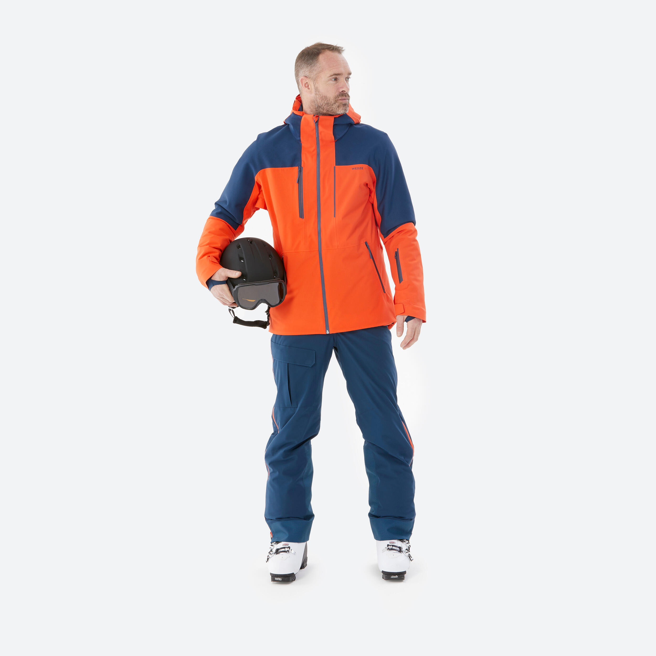 Giacca sci uomo 500 SPORT arancione e blu 5/19
